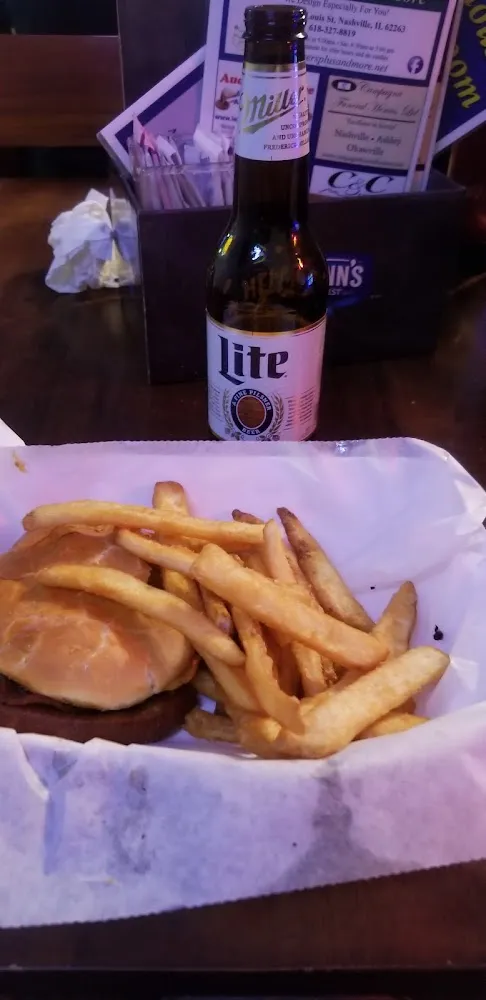 Great Cheeseburger and Beer Battered Fries